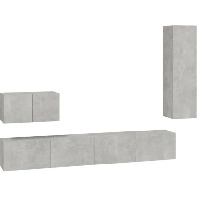 Image of vidaXL 4 Piece TV Cabinet Set Concrete Grey Engineered Wood