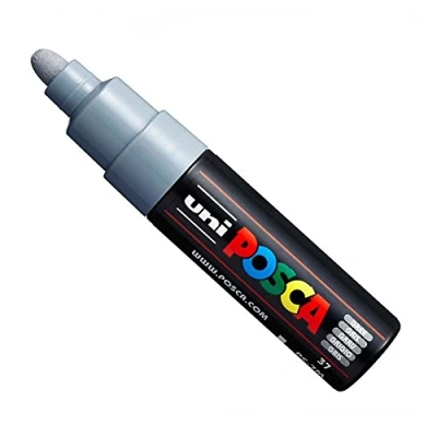 Image of Posca Uni PC 7M Paint Marker Art Pens Large Bullet Nib 4.5 5.5mm 15 Colours New for 2017 Grey