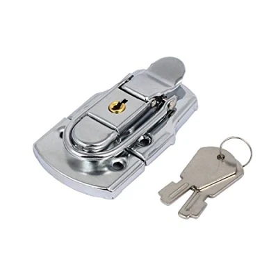 Image of sourcing map Suitcase Briefcase Wooden Case 76mm Length Metal Toggle Latch Hasp Lock w 2 Keys
