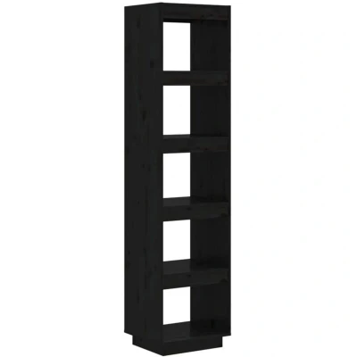 Image of vidaXL Book Cabinet/Room Divider Black 40x35x167 cm Solid Wood Pine