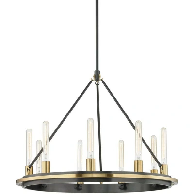 Image of Chambers 9 Light Pendant Aged Brass, Glass