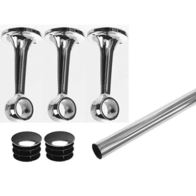 Image of HEAVY DUTY CURTAIN RAIL WALL MOUNTING Tube CLOTHES WARDROBE DISPLAY RACK SCREW FIX FIT (7Ft + 3 WallCeiling Brackets)