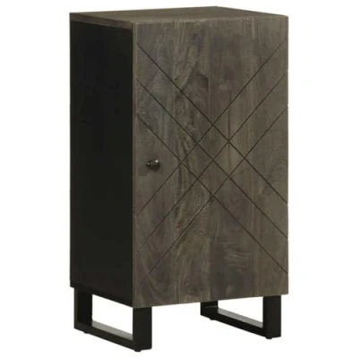 Image of vidaXL sideboard cabinet black solid mango wood, 40x33x75cm, metal legs storage, organization for living rooms/offices/bedrooms