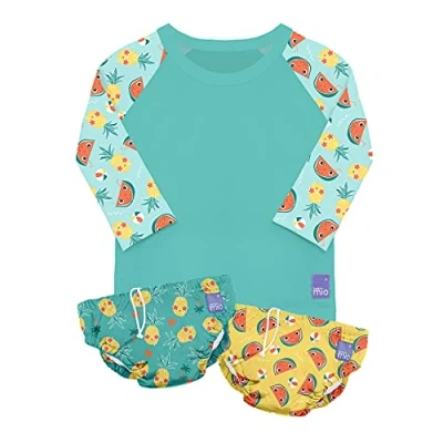 Image of Bambino Mio, Swim Set, Rash Top and Nappy Combo, Tropical, Large (1 2 Years)
