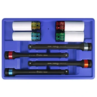 Image of Astro Pneumatic Tool 78818 8 Piece Torque Limiting Extension and Protective Impact Socket Combo Set