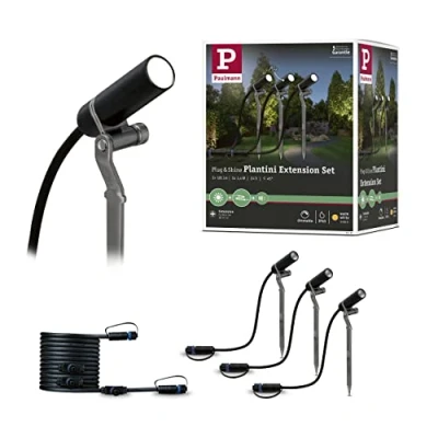 Image of Paulmann 941.56 Outdoor Plug &amp; Shine Spot Plantini Supplement Set 3000K 24V Anthracite Aluminium 94156 Light Lighting Garden