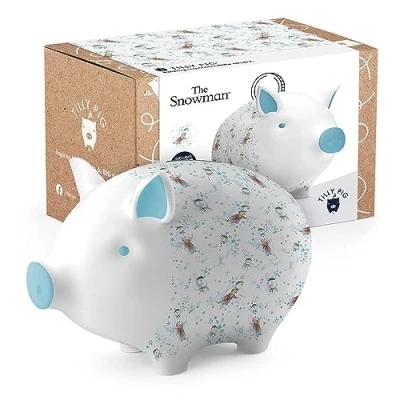 Image of Tilly Pig Ceramic Piggy Bank Kids Boys Girls Adult The Snowman Christmas Money Box