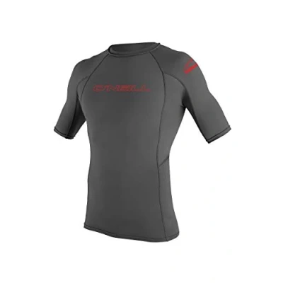 Image of O&#039;Neill UV 50+ Sun Protection Youth Basic Skins Short Sleeve Crew Shirt Rash Guard, Graphite, 14
