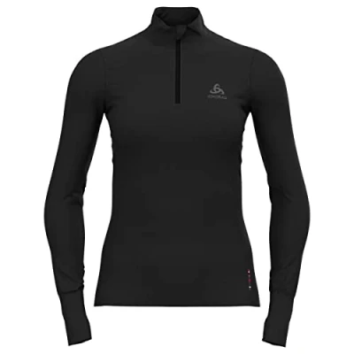 Image of Odlo women&#039;s functional underwear long sleeve shirt with zipper 100 Percent merino 200 grams, black black, XS