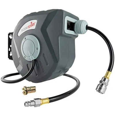 Image of Poppstar Automatic air Hose Reel 33ft (Length 10m + 1m, Inner Diameter 5/16&quot;(8x12mm), 3/8&quot; BSPT Connector), Retractable auto Rewind Tool for Compressed