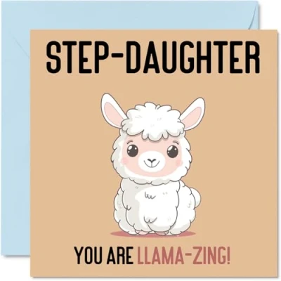 Image of Birthday Cards for Step Daughter Llama Zing Funny Happy Card from Mum Dad, Gifts, 145mm x Joke Greeting Women Her