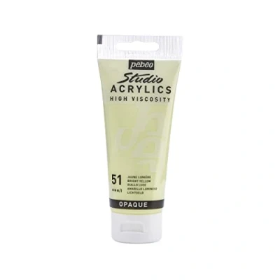 Image of Pébéo 831 051 Studio Acrylics Fine Acrylic Paint Yellow Bright Yellow, 100 ml