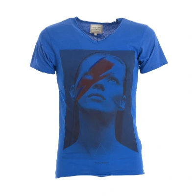 Image of Eleven Paris Mens short sleeve round neck t shirt 13S1LT001 Blue Cotton Size Small