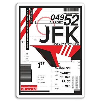 Image of 2 x 10cm JFK Airport Vinyl Stickers New York USA Sticker Laptop Luggage #17161 (10cm Tall)