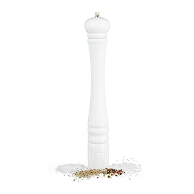Image of Relaxdays Wooden Pepper Mill, Ceramic Grinding Mechanism, Large, Size: 40 x 6 cm, Classic Design, White, Wood, 5.5 39.5 cm