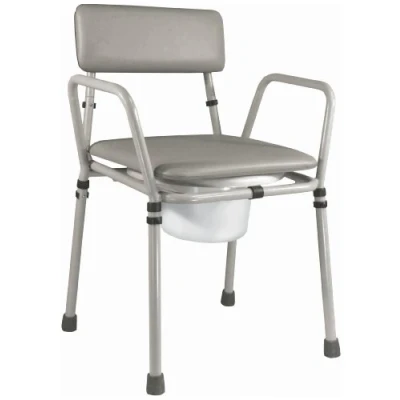 Image of Aidapt Free Standing Height Adjustable Stacking Commode Chair with Padded Back, Arm Support and Over Seat Flat Pack Aid
