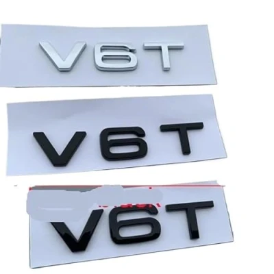 Image of NIBOTT V6T V8T V10 W12 Letter Number Emblem Fit For Audi A4L A5 A6L A7 A8L TT RS7 SQ5 Car Styling Side Rear Trunk Badge Logo Sticker (Color : Glossy black, Size 2pcs)