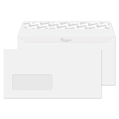 Image of Blake Business DL 110 x 220 mm 120 gsm Peel &amp; Seal Wallet Window Envelopes (37265) Brilliant White Wove Pack of 50