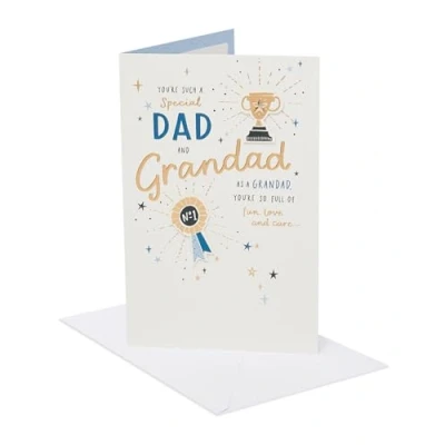 Image of UK Greetings Father&#039;s Day Card for Dad/Grandad Blue &amp; Gold Design