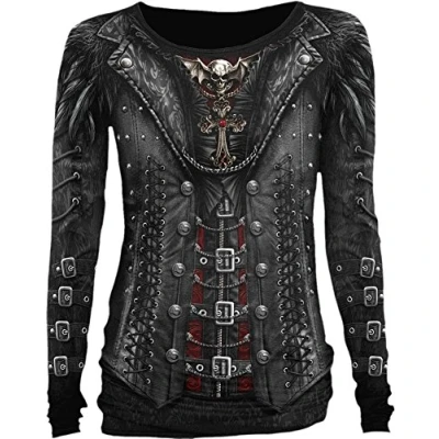 Image of Spiral Gothess Wrap Allover Baggy Top Black XXL
