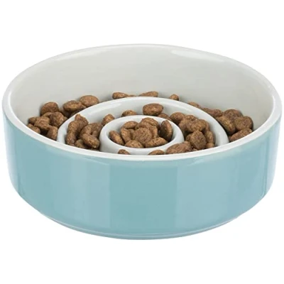 Image of Slow Feeding bowl, ceramic, 0.9 l/ø 17 cm, grey/blue