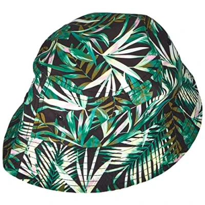 Image of PIECES Women&#039;s Pcvella Sww Bc Bucket Hat, Black/Detail: Palm AOP, One Size Fits All