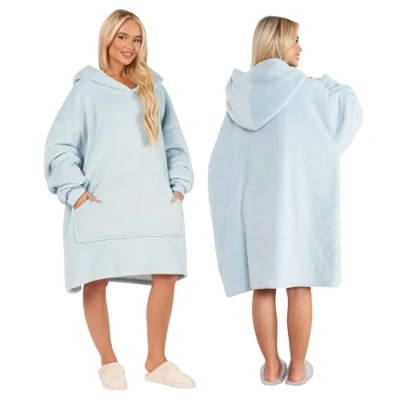 Image of Sienna Wearable Blanket Hoodie, Ultra Sofa Fleece Gifts for Women Warm Cosy Hooded Throw Winter Gift Girls Adults Men Boys, Baby Blue