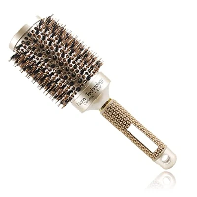 Image of TEEROVA Ceramic &amp; Ionic Round Barrel Hair Brush with Boar Bristle, Best Roller Hairbrush for Blow Drying, Curling&amp;Straightening, Volume&amp;Shine （3.3&quot;） 3.3 inch