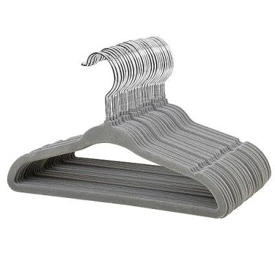 Image of ManGotree Velvet Baby Clothes Hangers, Toddler Kids Hangers with Swivel Hook, Notched Shoulder Design for and Children (30 Pack, Gray)