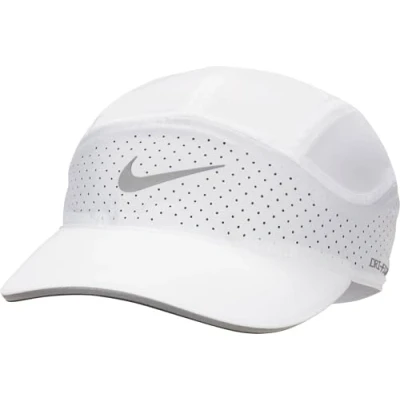 Image of Nike Dri Fit Advanced Fly Reflective AeroBill Cap White Size M/L for Enhanced Comfort and Visibility in Running