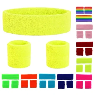 Image of NEON Headband and Wristbands Sweatbands Set (Yellow)