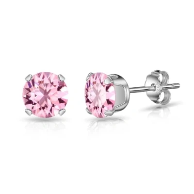 Image of Philip Jones Sterling Silver Light Rose Earrings Created with Zircondia® Crystals