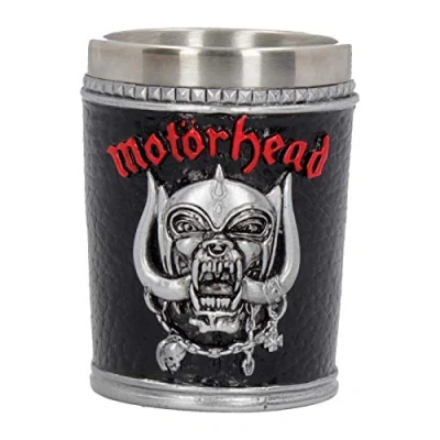 Image of Nemesis Now Black, B4122M8 Motorhead Shot Glass 7cm, Resin w/Stainless Steel Insert, 35 milliliters