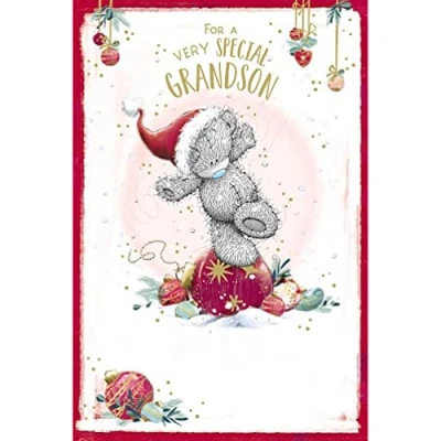 Image of Me To You Bear Special Grandson On Bauble Christmas Card