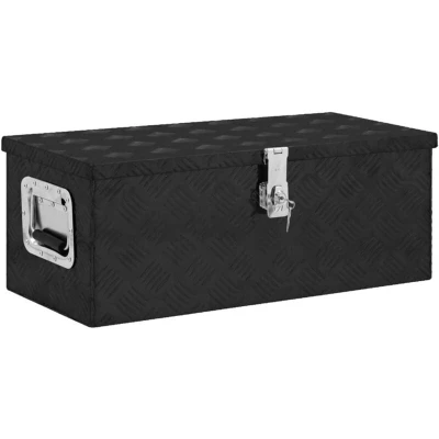 Image of vidaXL Aluminium Storage Box, Black 70x31x27 cm, Multipurpose Durable Tool Organiser for Vehicle, Garage or Camping Trips