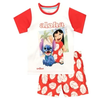 Image of Disney Girls Lilo &amp; Stitch Pyjamas Red Age 5 to 6 Years