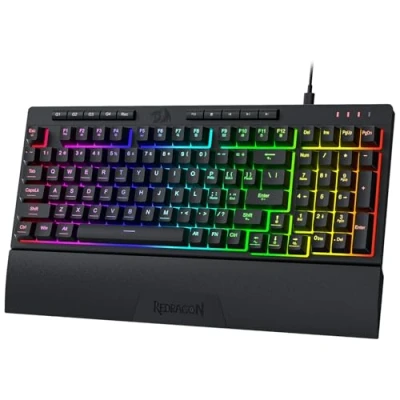 Image of Redragon K515 SHIVA RGB Membrane Gaming Keyboard, 98 Keys Mechanical Feel Keyboard w/Smooth Linear Switch, On Board Macro &amp; Dedicated Multimedia Keys, Detachable Wrist Rest, Software Supported