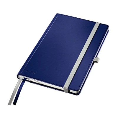 Image of Leitz 44850069 A5 Hard Cover Notebook, Titan Blue (80 Sheets, Ruled, with 2 Bookmarks, 100 gsm Ivory Paper, Style Range)
