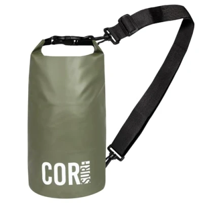 Image of COR Surf Floating Waterproof Dry Bag Roll Top Sack Keeps Gear for Kayaking, Rafting, Boating, Swimming, Camping, Hiking, Beach, Fishing (Army Green, 15L)