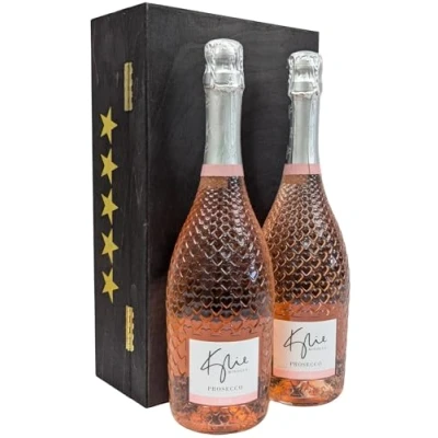 Image of Kylie Minogue Sparkling Wines Rose Duo, 75cl in a 5 Star Wooden Gift Box