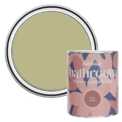 Image of Rust Oleum Green Moisture Resistant Bathroom Wood and Cabinet Paint in Satin Finish Sage 750ml