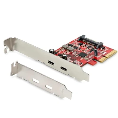 Image of StarTech.com 2 Port USB 3.2 Gen 2x1 (10Gbps) PCIe Card C SuperSpeed PCI Express 3.0 x4 Host Controller Type Add On Adapter Expansion (PEXUSB312C3)