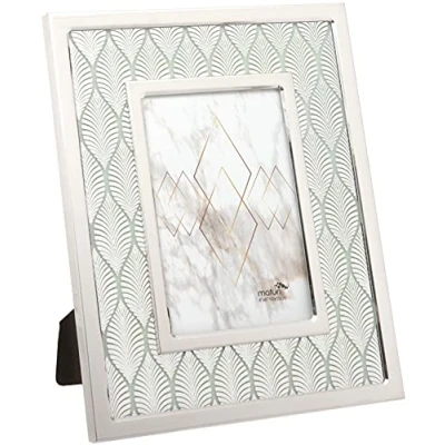 Image of Stainless Steel Palm Tree Leaf Design Picture Photo Frame 6 x 4/15 10cm