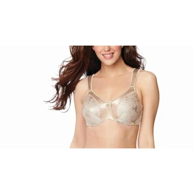 Image of Bali Satin Tracings Minimizer Bra, Underwire Full Coverage Maximum Support Nude, 36DD