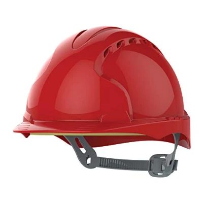 Image of JSP EVO3 HDPE Safety Helmet for Construction / Building with OneTouch Slip Ratchet Red Vented (AJF160 000 600)