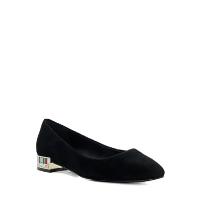 Image of Dune Ladies Ballerina Cut Glass Heel Pumps Size UK 3 Block Suede Court Shoes Black