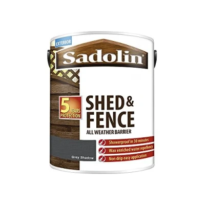 Image of Sadolin Shed &amp; Fence Woodstain Grey Shadow 5 L