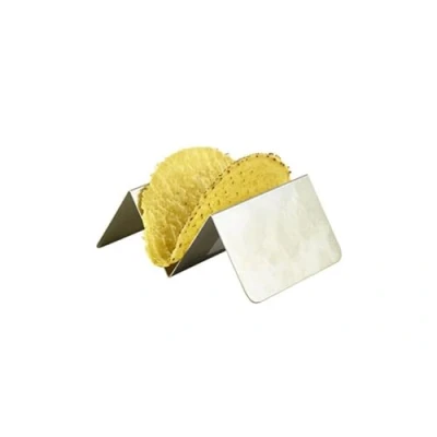 Image of Genware Hot Dog and Taco Stand 1 2 Slots 13cm x 10cm Stainless Steel Fast Food for Serving Dogs or Tacos