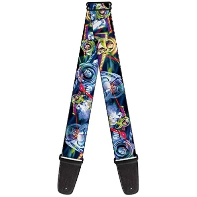 Image of Buckle Down Guitar Strap Buzz Lightyear Action Poses Stacked 2&quot; Wide