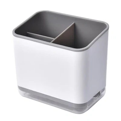 Image of Greyoe Utensil Holder, Cutlery 3 Compartment Storage Multifunctional Rack for Draining (Grey)